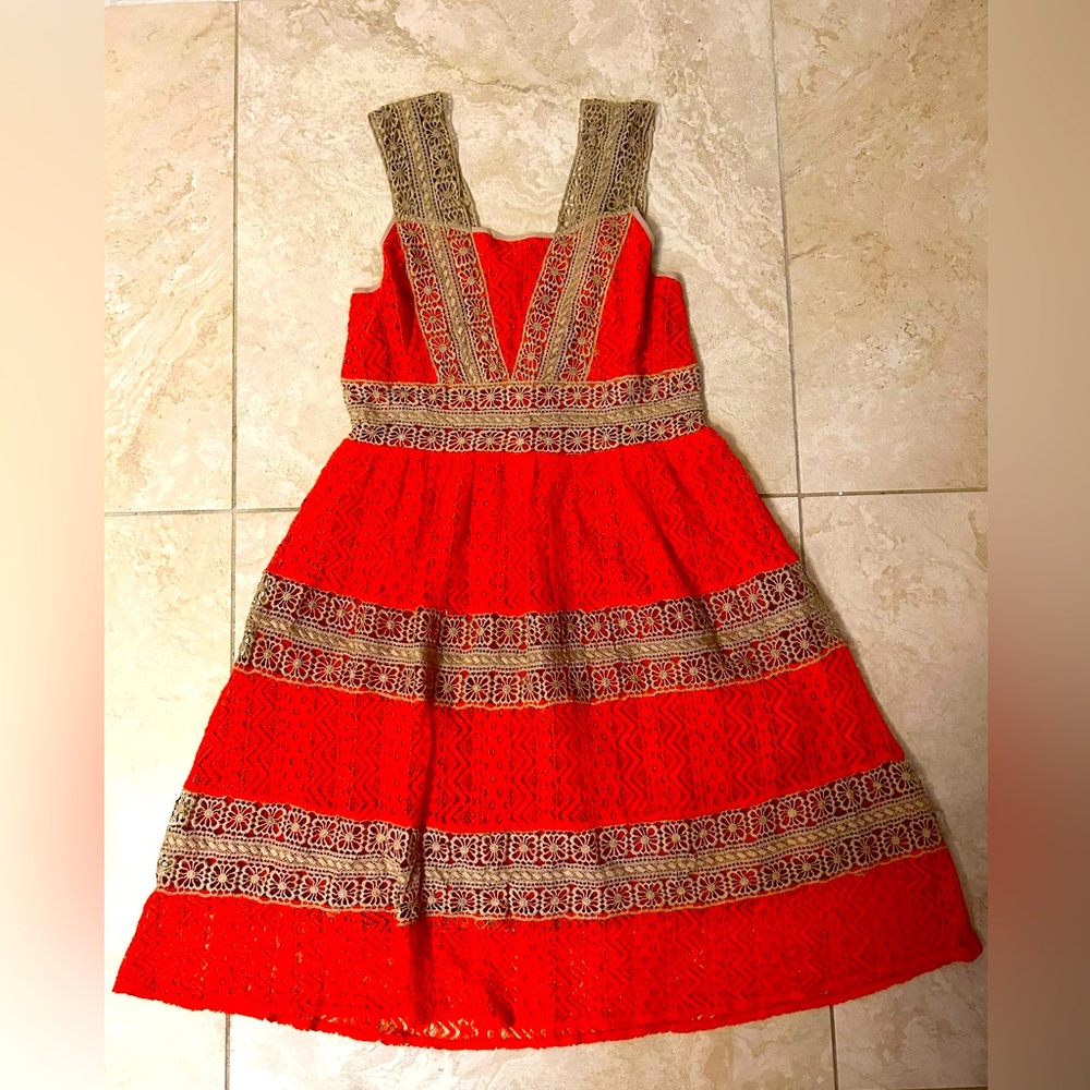 Brown and orange dress- M size - Picture 1 of 4